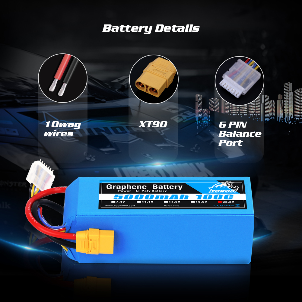 Bateria Lipo de Grafeno Yowoo  - 6S Lipo Battery 22.2V 5000Mah avaliação e preço