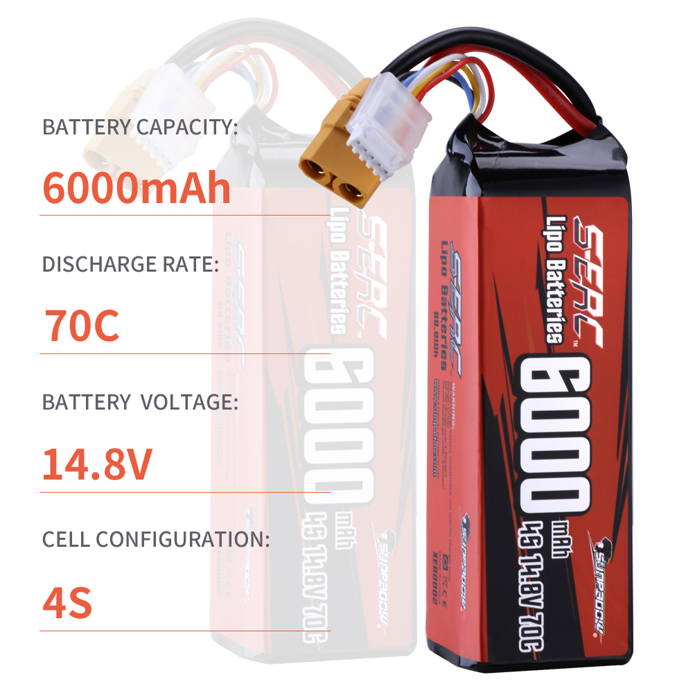 SUNPADOW-4S Lipo Bateria, 14.8 - 4S Lipo Battery 14.8V 6000Mah avaliação e preço