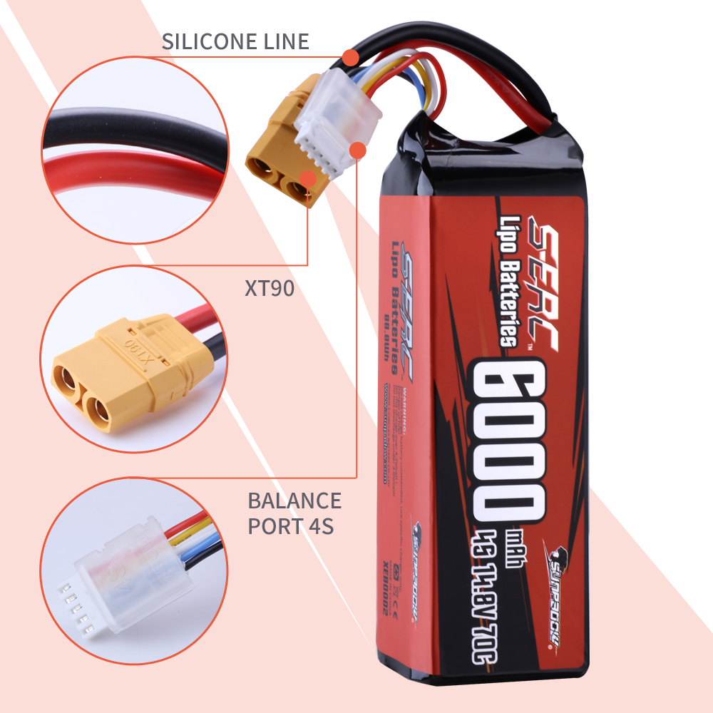 SUNPADOW-4S Lipo Bateria, 14.8 - 4S Lipo Battery 14.8V 6000Mah avaliação e preço